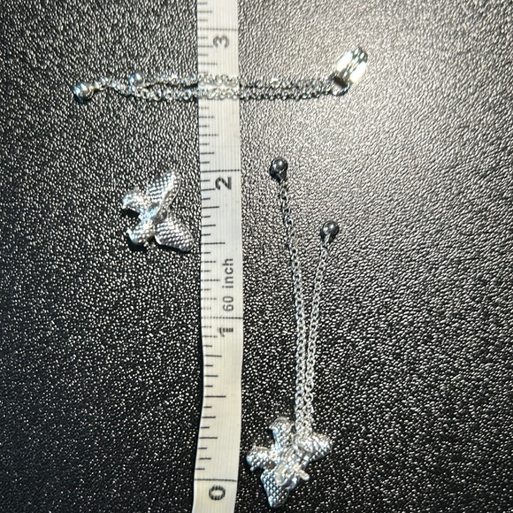 3/$25  Cubic Zirconia Butterfly Stud Earrings with Chain Decor Back - Picture 5 of 5